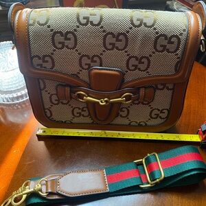 Brown and Tan GG Canvas Crossbody Bag